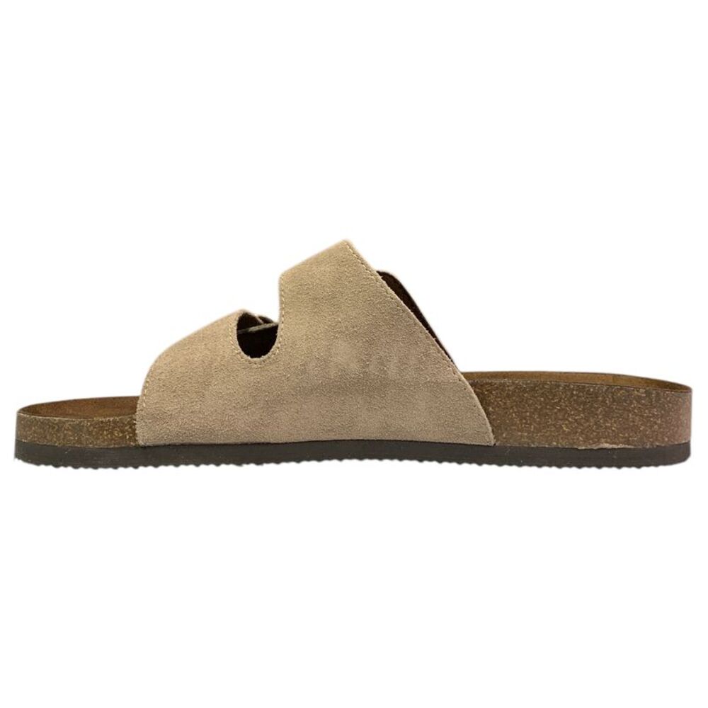 Mountain Sole Women's Easy Slide-On Double Buckle Leather Sandal - Taupe - Picture 3 of 6